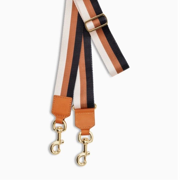 Crossbody Strap - Black, Tan and White, Nylon and Leather