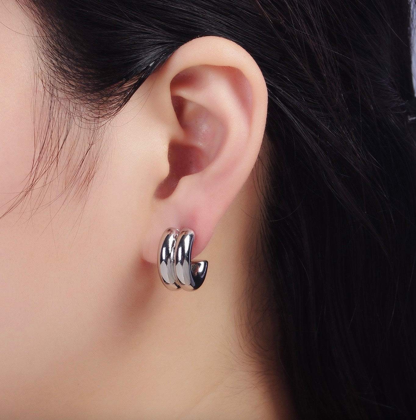 Double Band Hoop Earrings, 24k Gold Filled