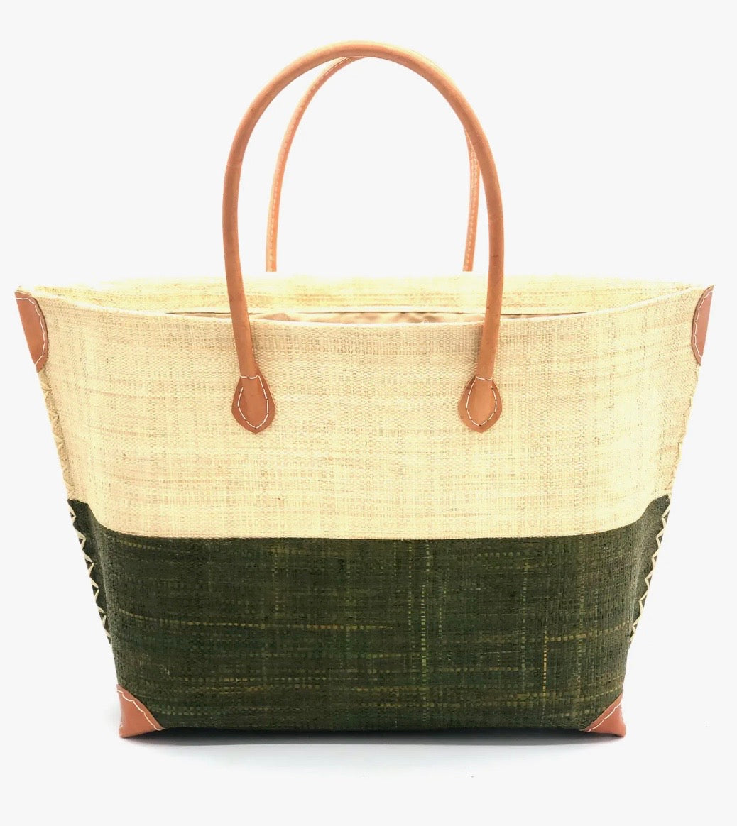 Monterey Straw Bag Two Tone Stripe