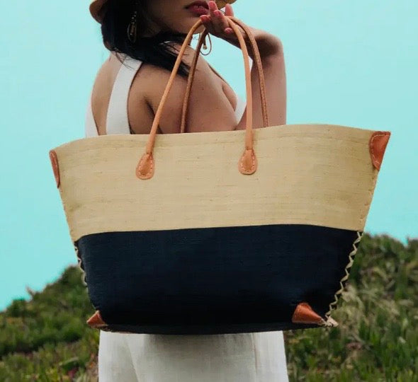 Monterey Straw Bag Two Tone Stripe
