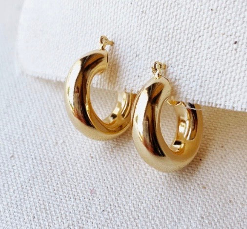 Super Thick Small Hoop Earrings 18k Gold Filled