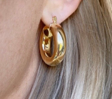 Super Thick Small Hoop Earrings 18k Gold Filled