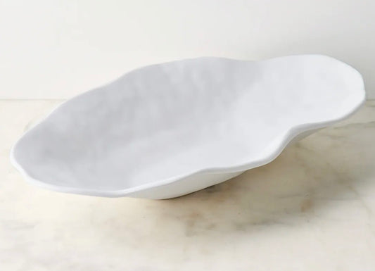 Oval Platter Oyster Edge XL Matte White Melamine 22.5"