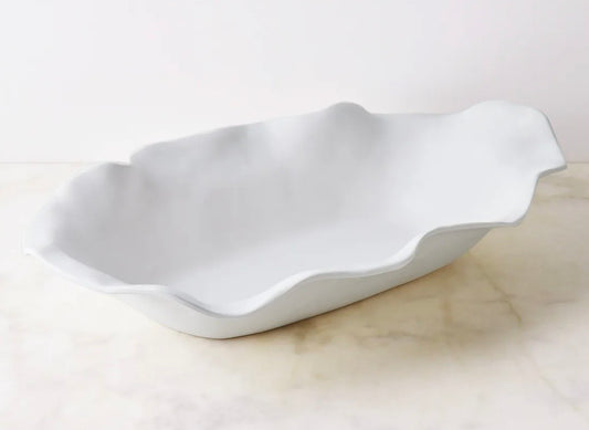 Huge Oval Centerpiece Oyster Edge XXXL Matte White Melamine Vida Nube 24.75"
