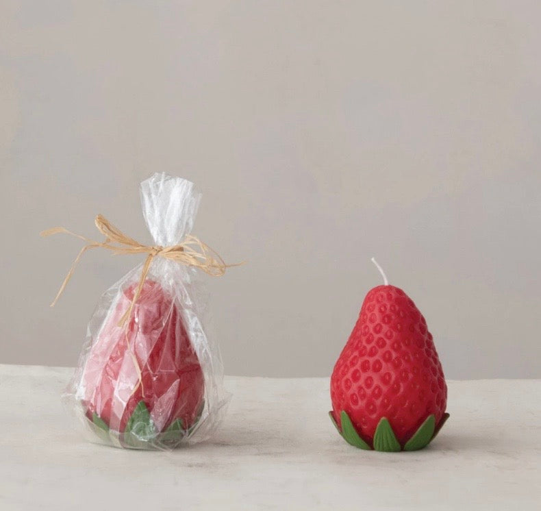 Strawberry Candles, Unscented. 3" x 2.25"