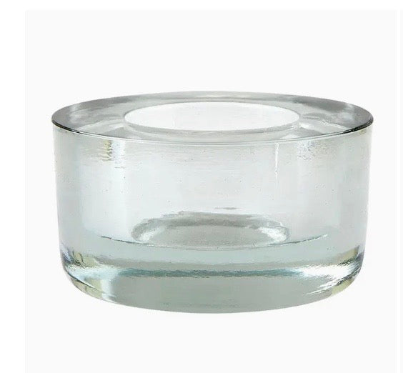 Thick Glass Tea Light Holders, Recycled Glass