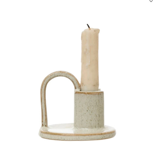 Stoneware Cream Taper Holders