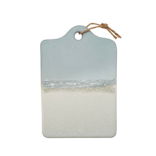 Pale Blue Stoneware Serving Board, Reactive Glaze Matt Blue and Sand Colors
