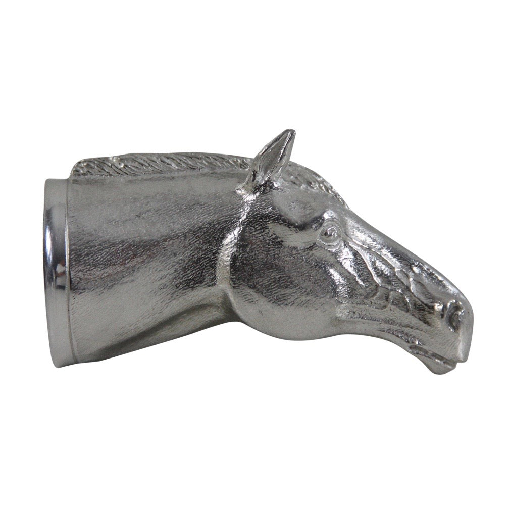 Horse Head Jigger or Stirrup Cup. English Pewter