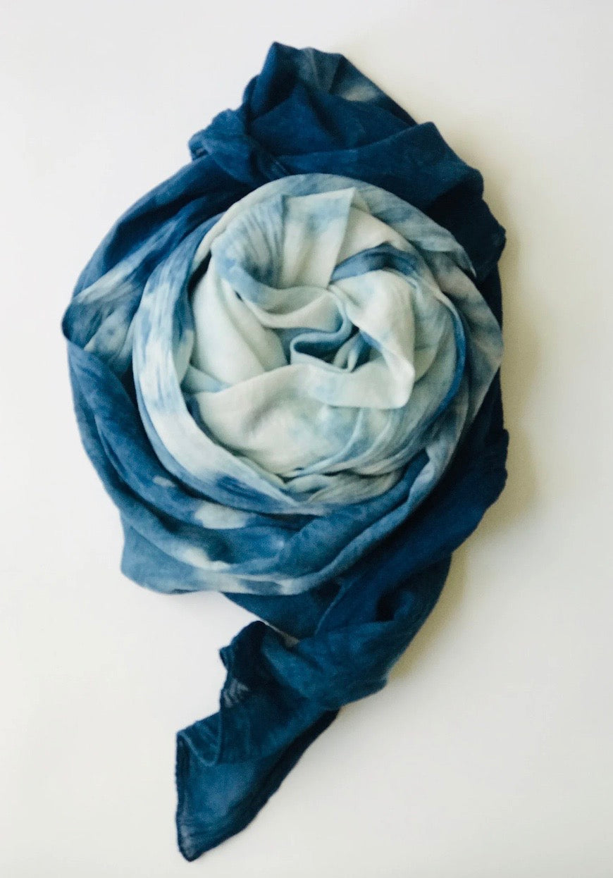 Scarf Organic Cotton and Plant Dyed, Shibori Style