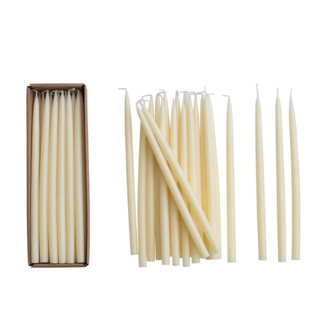 Thin Taper Candles in Box Ivory,Box of 24