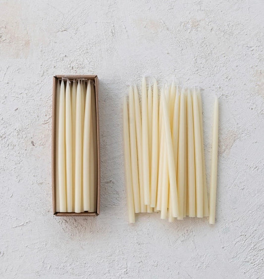 Thin Taper Candles in Box Ivory,Box of 24