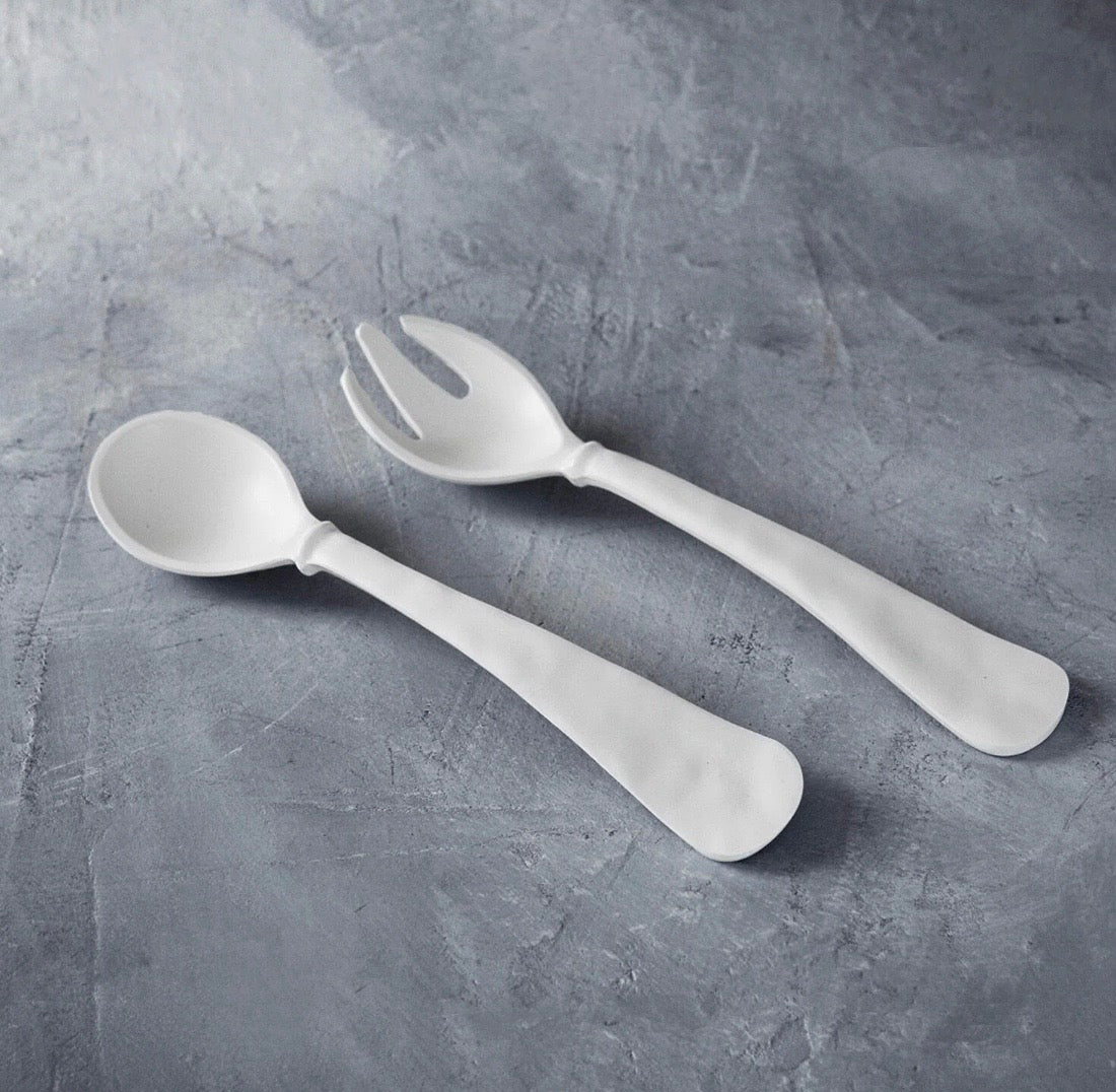 Salad Servers Matte White Luxury Melamine