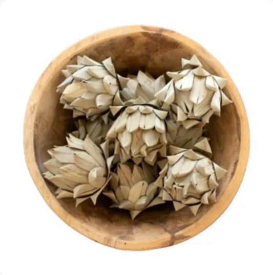 Artichoke Handmade from Dried Natural Palm Leaf 3" Round