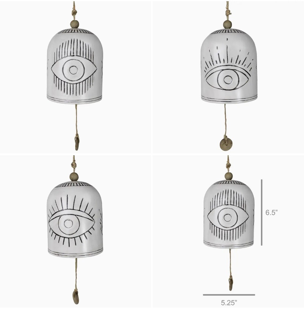 Ceramic Bell White - Protective Evil Eye