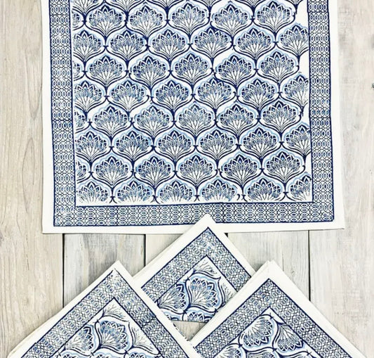 Kalamkari Napkin - Blue Lotus
