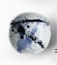 Splatter Sushi Plate Serving Dishes:  Rectangle Platter and Small Round Dish