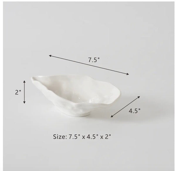 Oyster Shape Bowl in Melamine, White Gloss: 3 Size Options