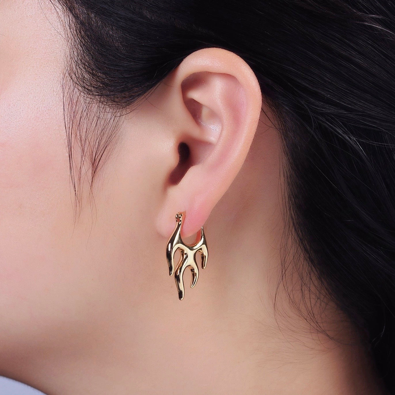 Flaming Fire Earrings, 16K Gold Filled