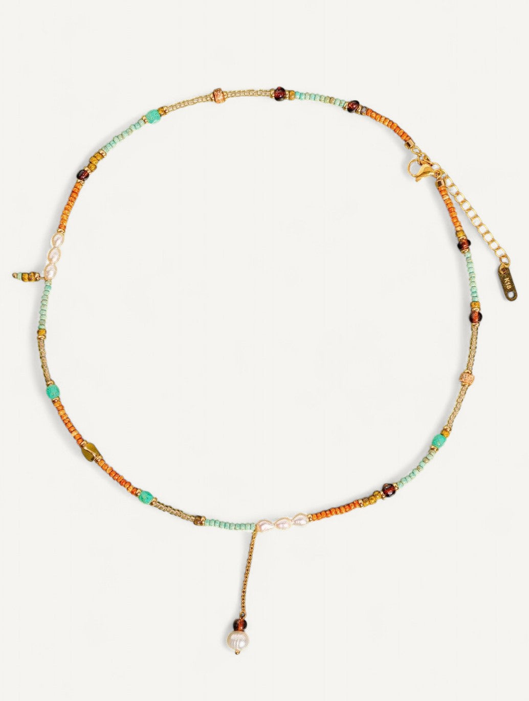 Bohemian Beaded Necklace, 18K Handmade