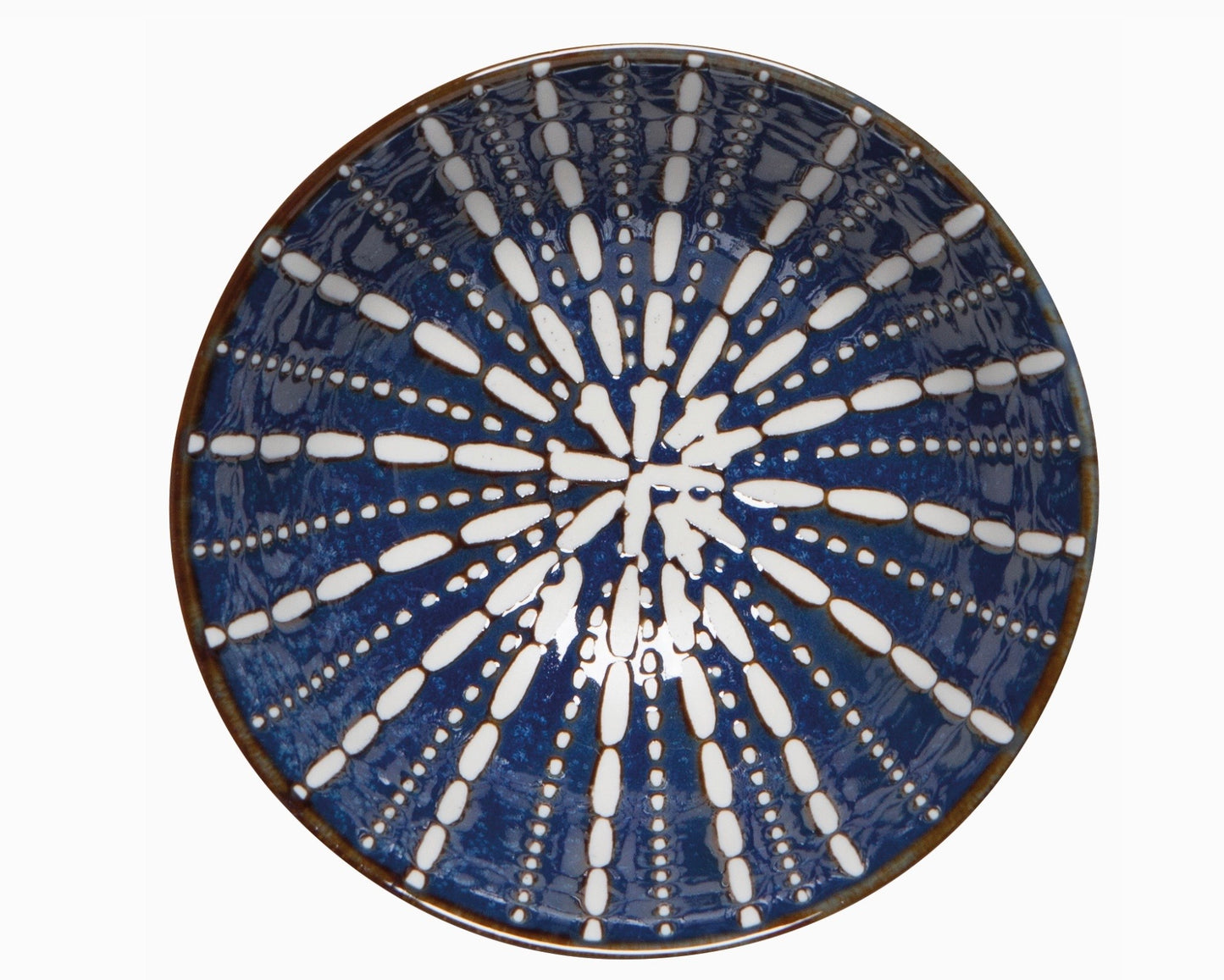 Pulse Stamped Bowl, White on Deep Blue, 4.75"