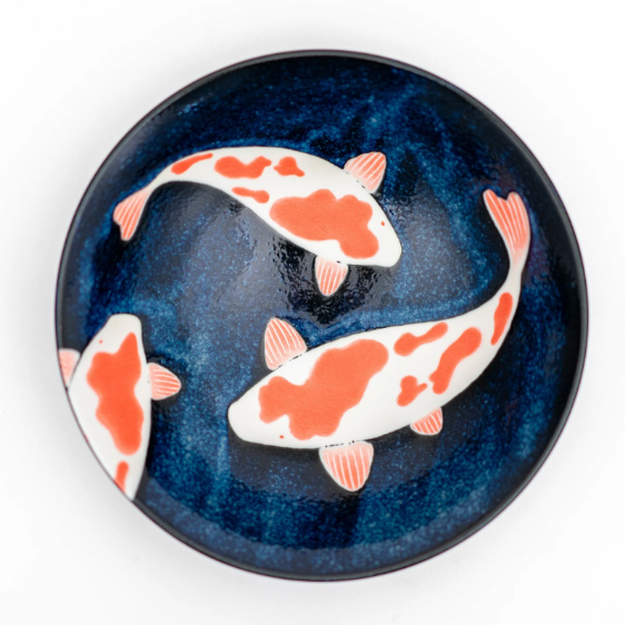Japanese Mino-ware Koi Fish Serving Bowl