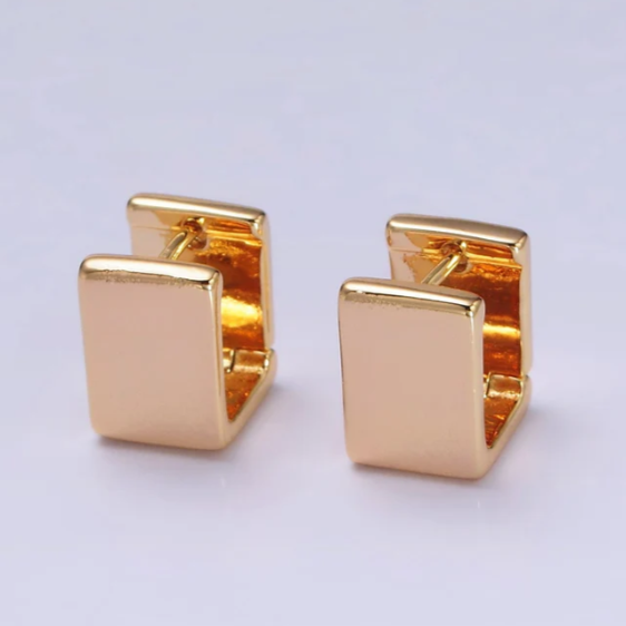 16K Gold Filled Rectangular Huggie Earrings