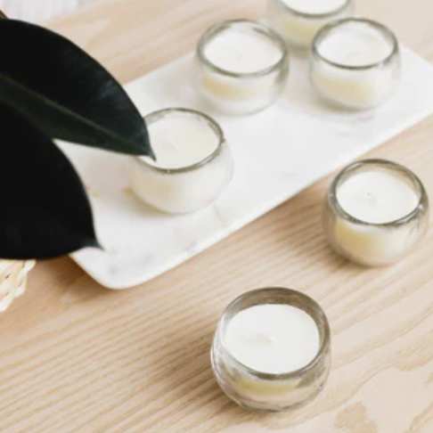 Pebbled Filled Mini Votive Candle - Unscented, Textured Glass