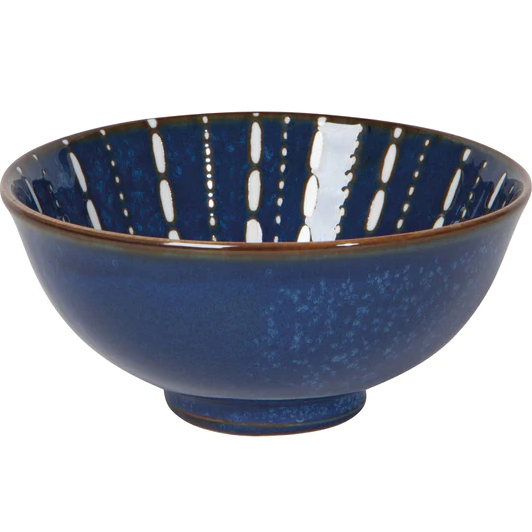 Pulse Stamped Bowl, White on Deep Blue, 4.75"