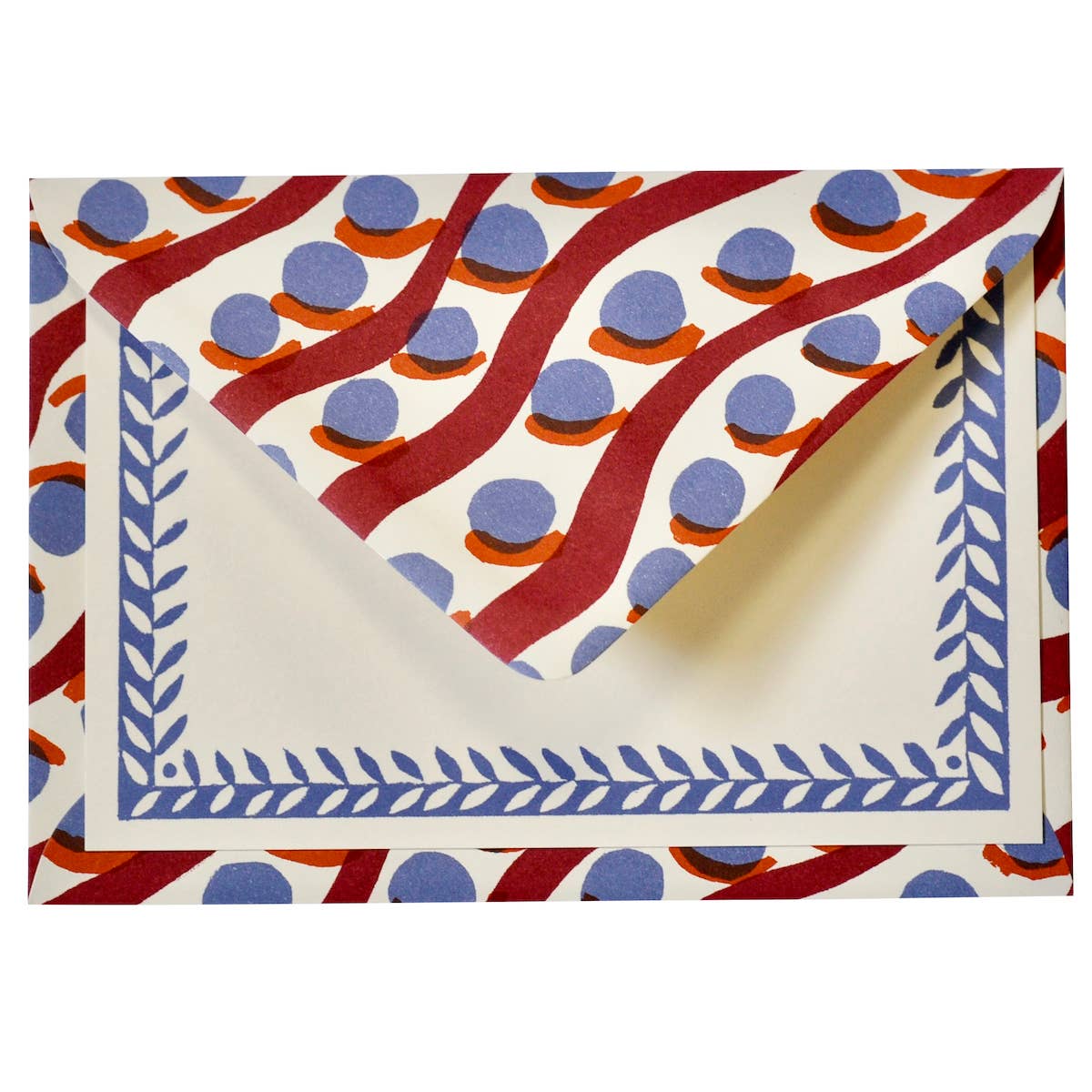 10 Postcards with Patterned Border in Scumble Blue