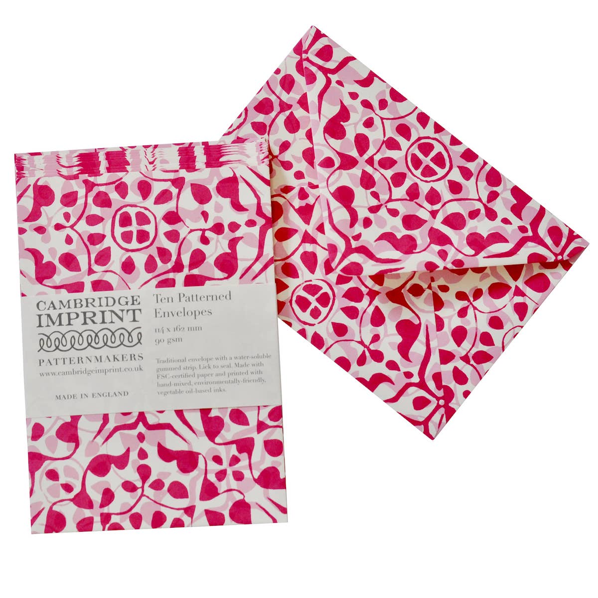Packet of Ten Patterned Envelopes Dappled Eton Mess Fuschia