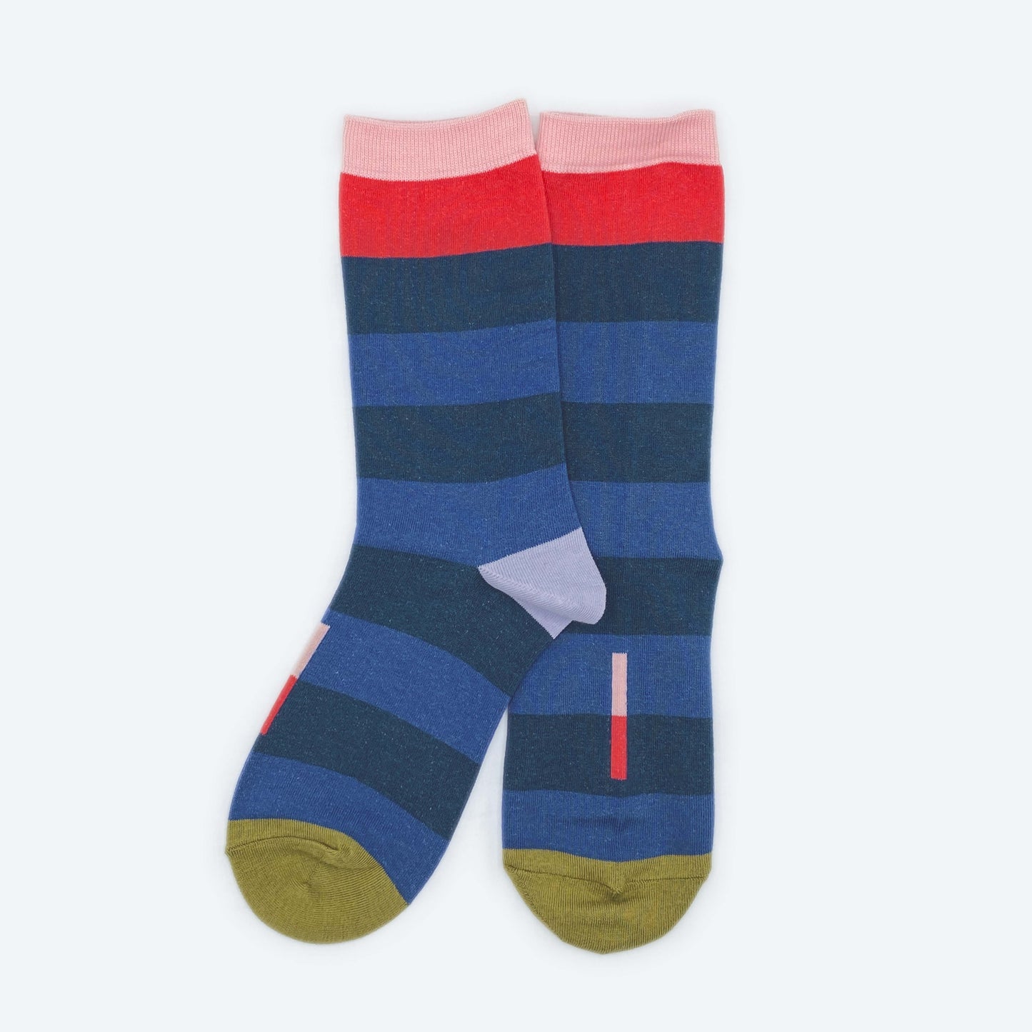 Fillmore Blue Striped Crew Length Socks