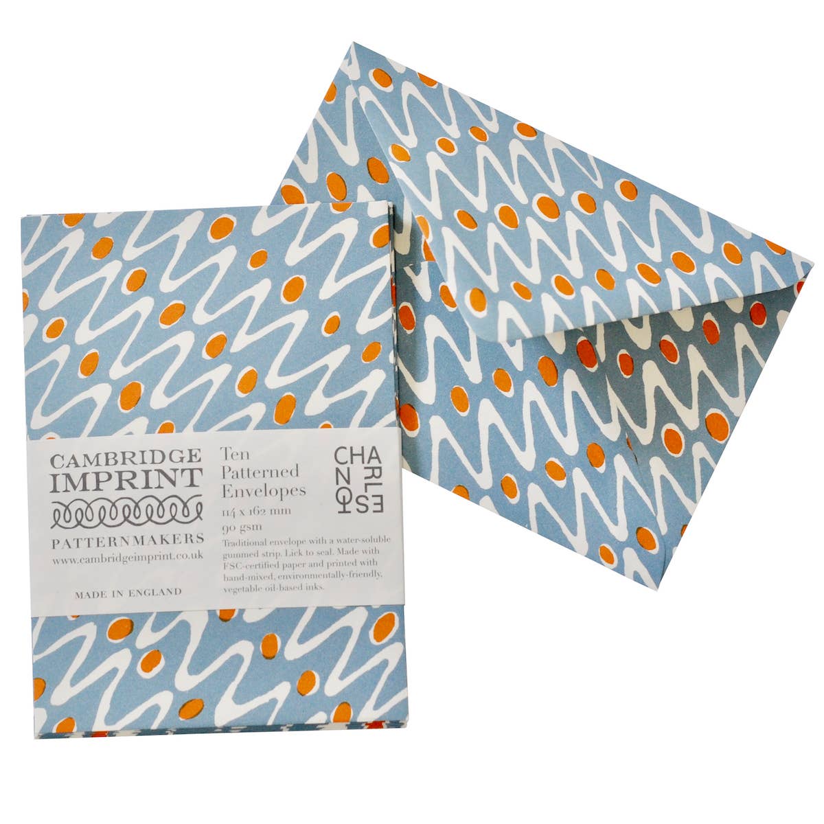 Packet of Ten Patterned Envelopes Charleston Ripple
