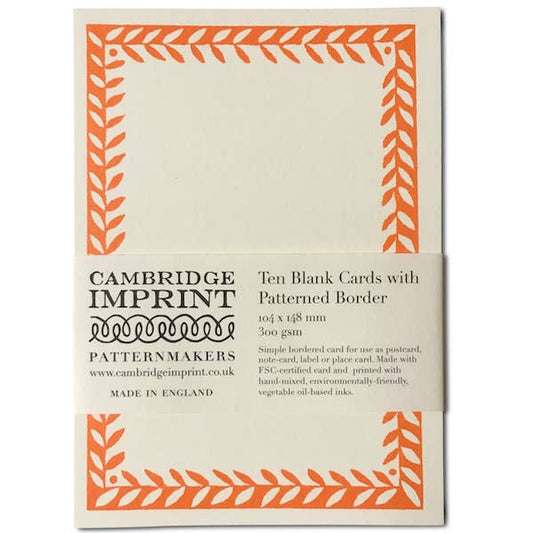 10 Postcards with Patterned Border in Neon Orange