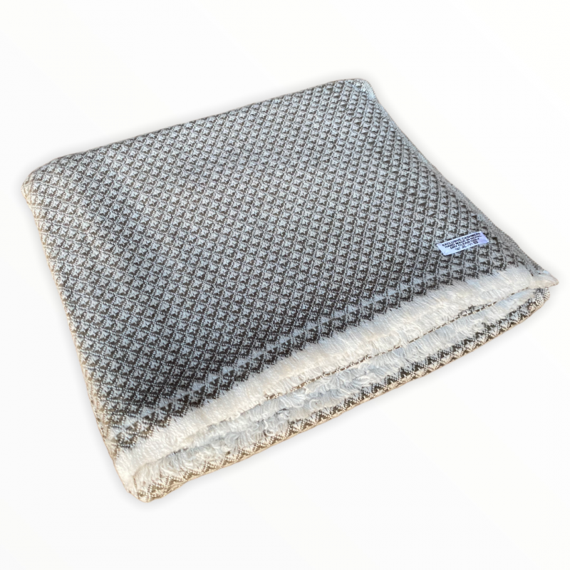 Natural Cashmere Blanket, Mini Herringbone Pattern