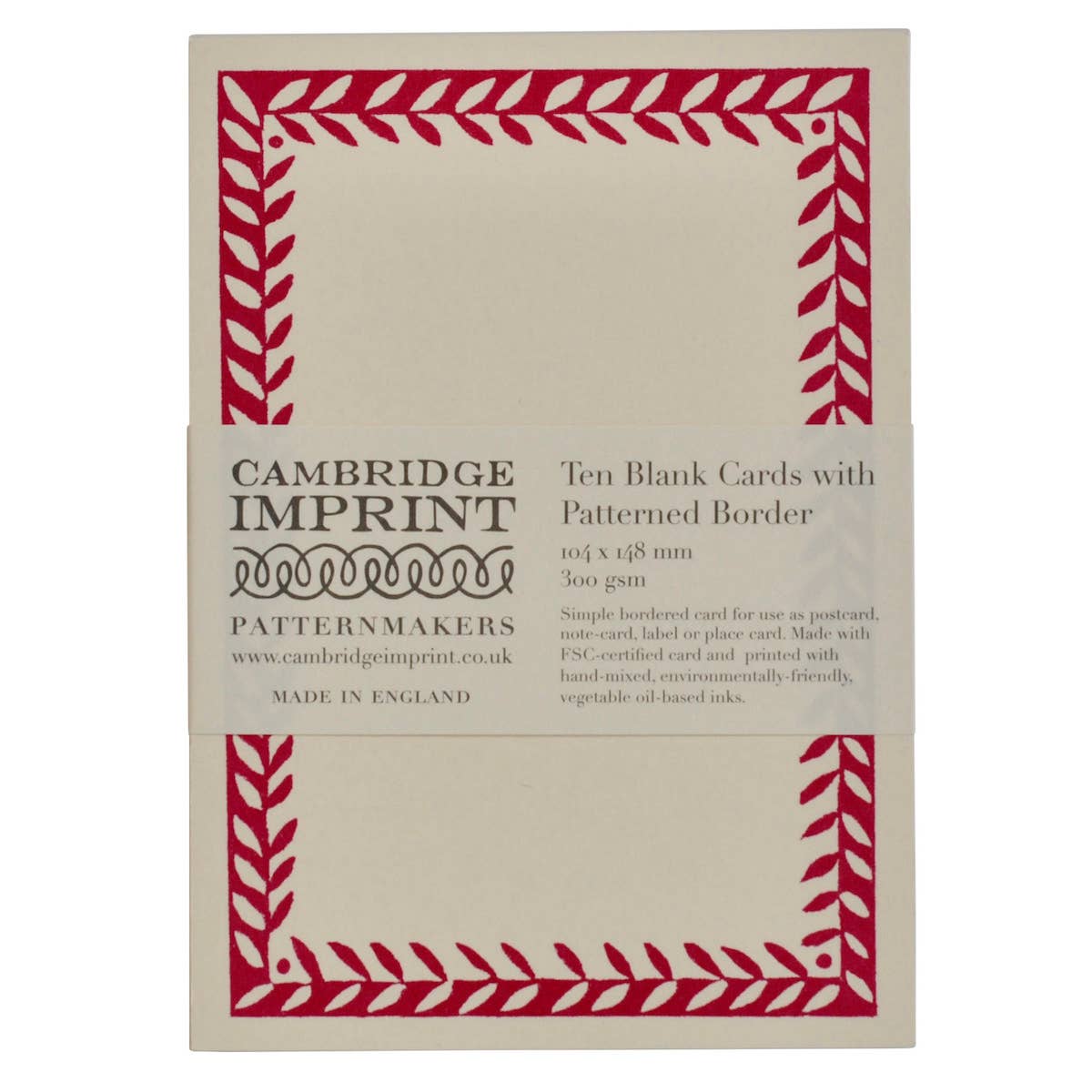 10 Postcards with Patterned Border in Bright Pink