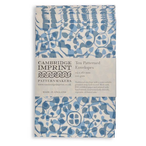 Packet of Ten Patterned Envelopes Dappled Blue