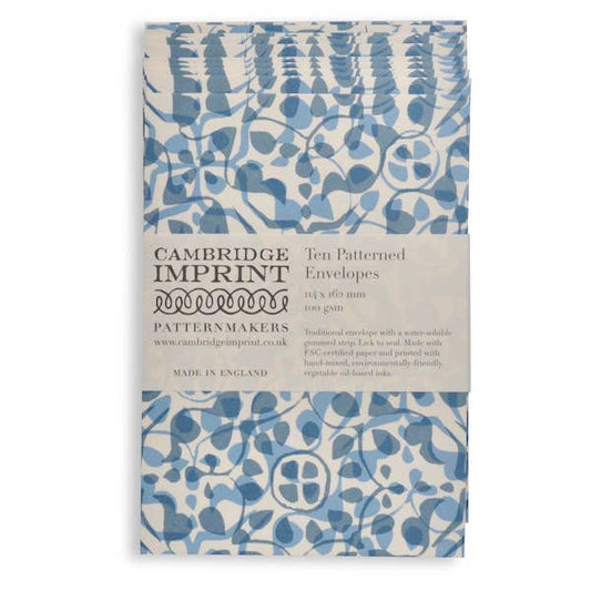 Packet of Ten Patterned Envelopes Dappled Blue