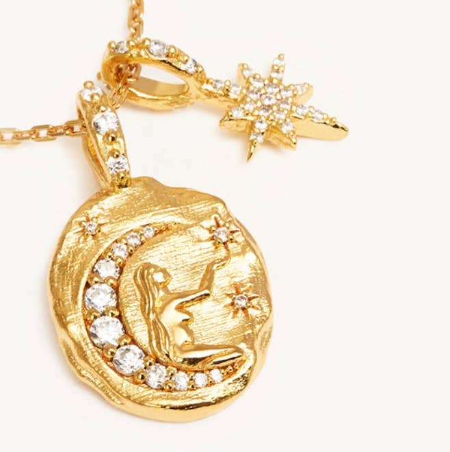 Mini Pendant- Talisman Protect 14K Gold Steel Necklace
