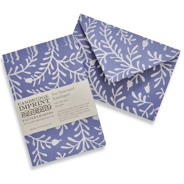 Packet of Ten Patterned Envelopes Sprig Harebell