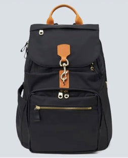 Backpack Laptop:   Black with Tan Leather and Gold Hardware