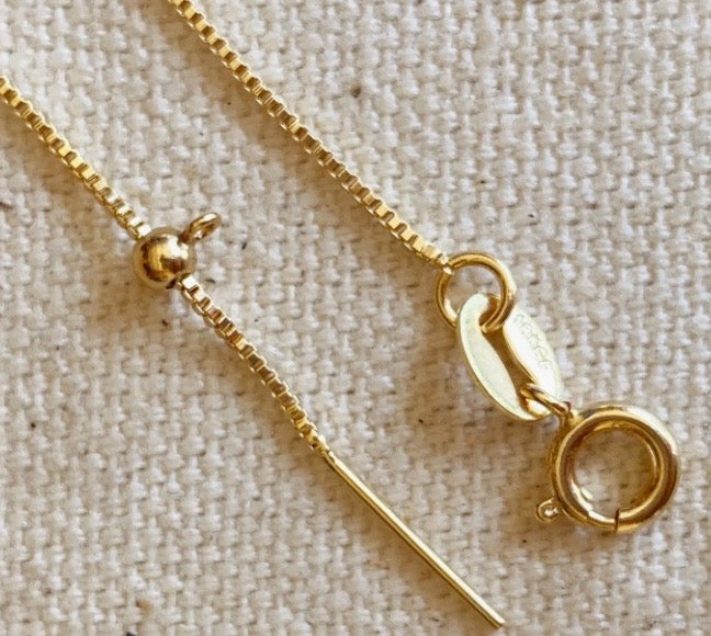 Adjustable Box Chain Necklace 18kt Gold Filled