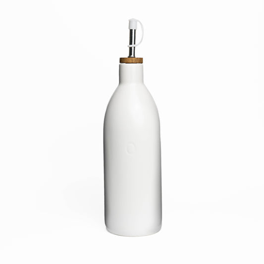 White Ceramic Oil Bottle,17 oz Olive Oil Dispenser