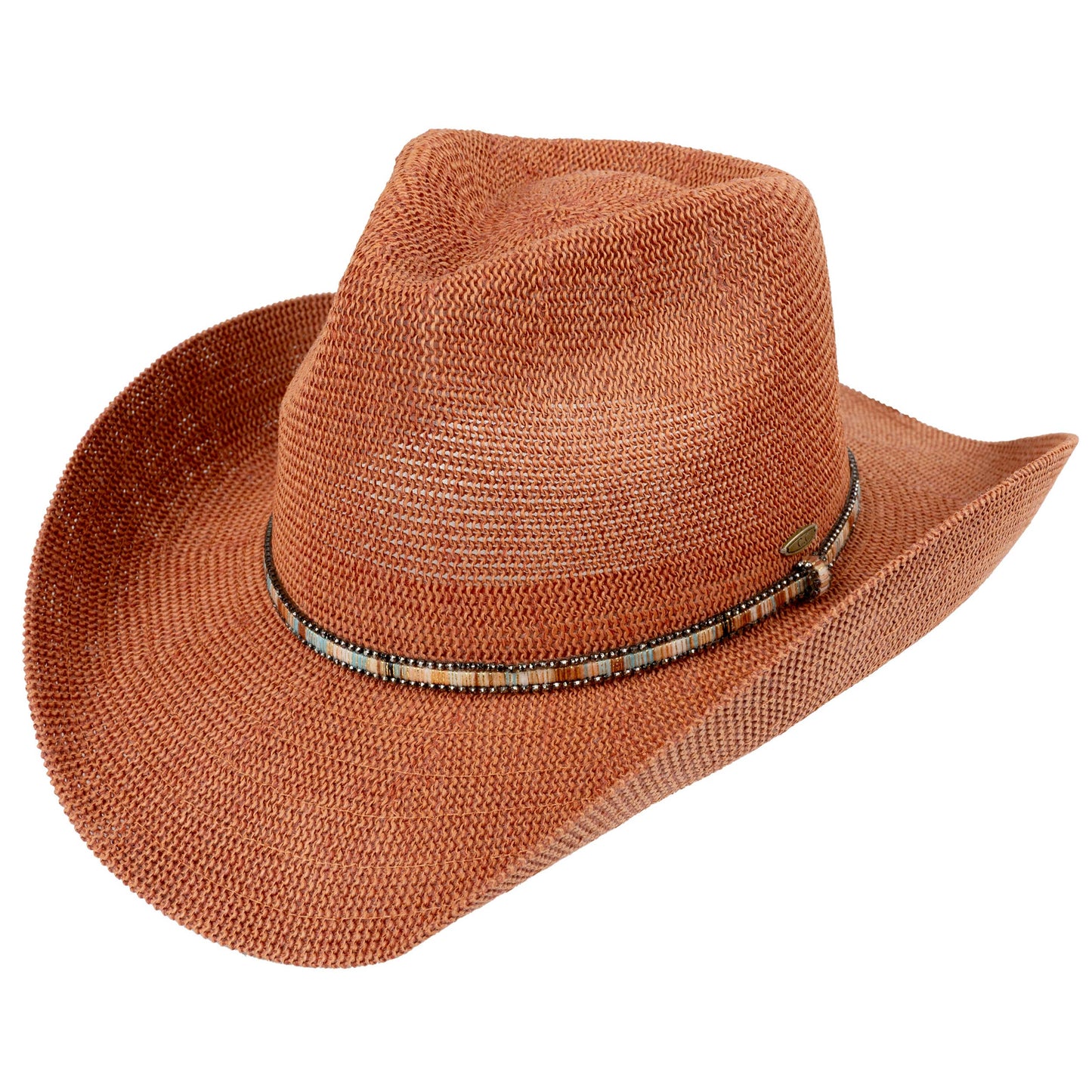 Rusty Cowboy Hat, with Turquiose and Earth Color Bead Band