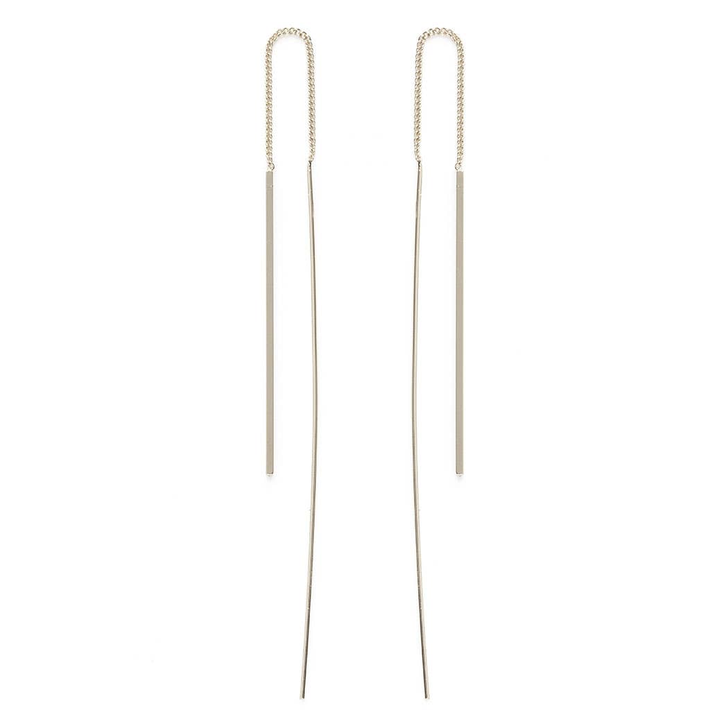 Needle and Thread Earrings, 24Kt Gold Plate over Recycled Brass