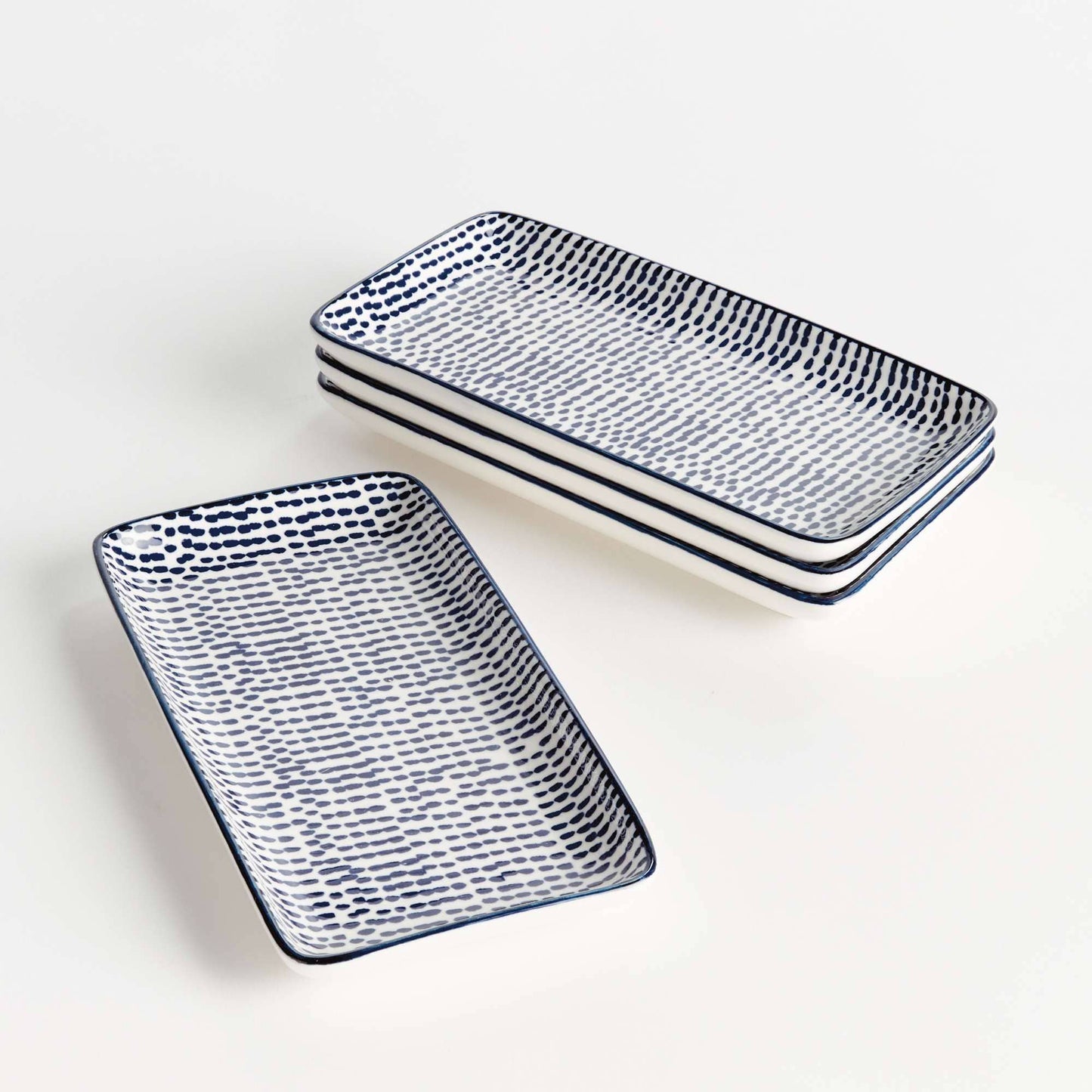 Stria Speckled 8" Trays - Dark Blue and White, Ceramic