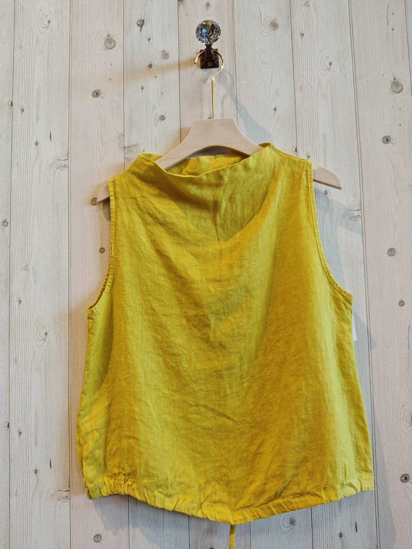 Linen Boatneck Sleeveless Blouse, 100% Linen, Made in Italy