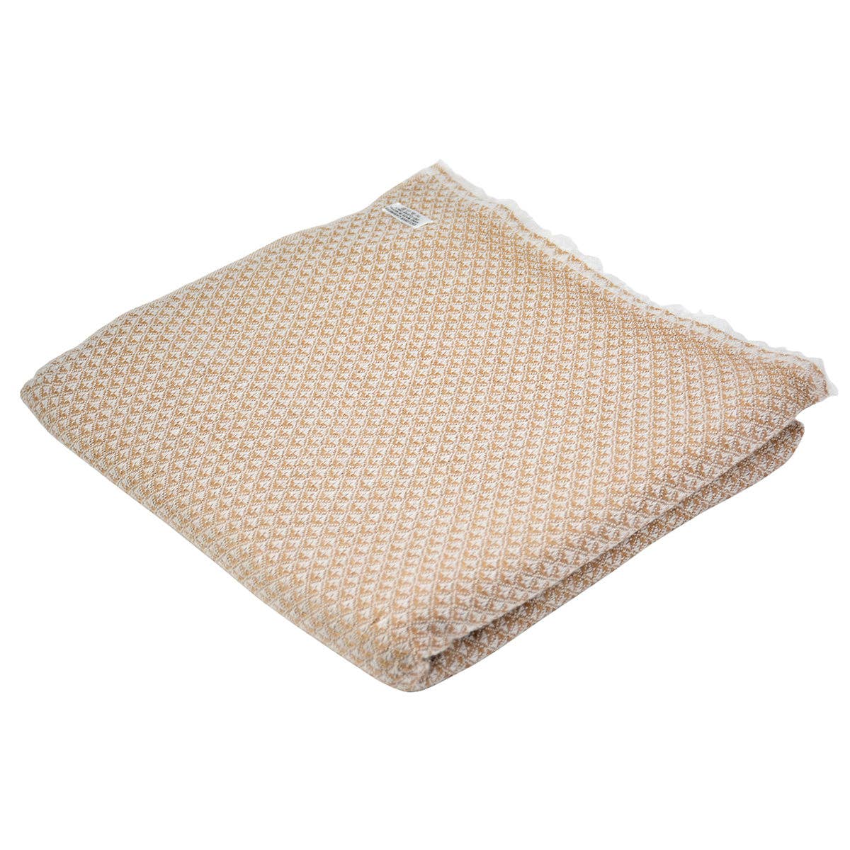 Natural Cashmere Blanket, Mini Herringbone Pattern