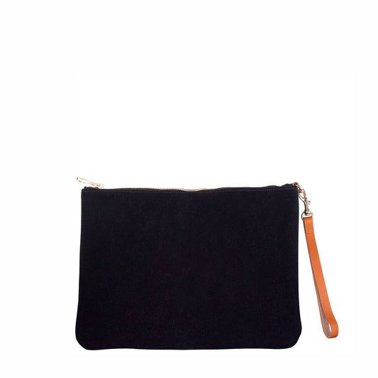 "Sofie" Suede Clutch with Leather Wristlet Strap