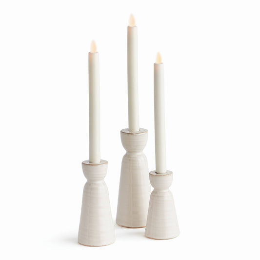 Libbey Taper Holders, White Ceramic, 3 size Options
